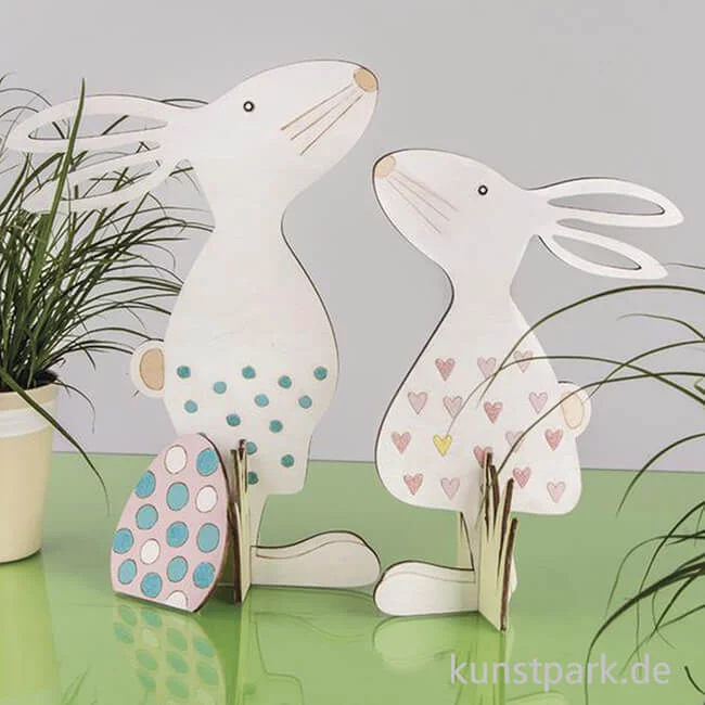Artikelbild 2 des Artikels “Osterhasen aus Holz mit Ei zum Stellen, 5-teilig “
