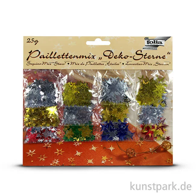 Artikelbild 2 des Artikels “Paillettenmix Deko-Sterne, 25g - farbig sortiert “