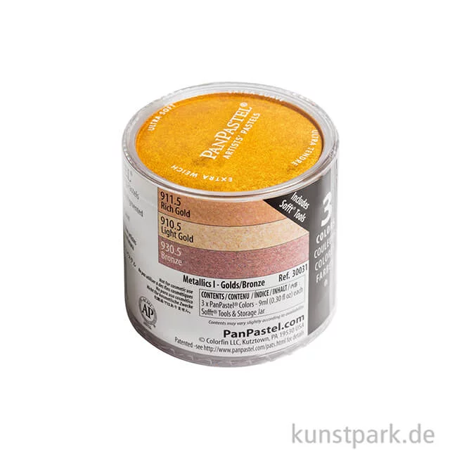 Artikelbild 2 des Artikels “PanPastel Metallic-Set - Bleichgold, Klassischgold, Bronze + Zubehör “