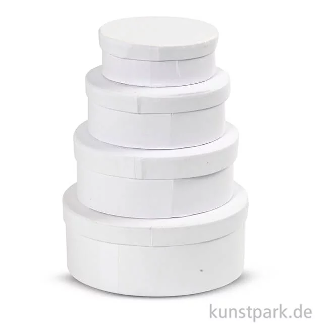Artikelbild 2 des Artikels “Pappschachtel-Set - oval, weißer Karton, handgearbeitet, 4 Stück “