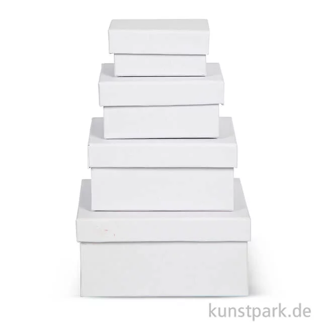 Artikelbild 2 des Artikels “Pappschachtel-Set - Rechteckig, weißer Karton, handgearbeitet, 4 Stück “