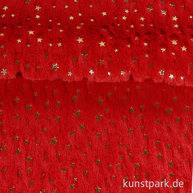 Artikelbild 2 des Artikels “Plüschstoff mit Sternen - Rot, 30 x 40 cm “