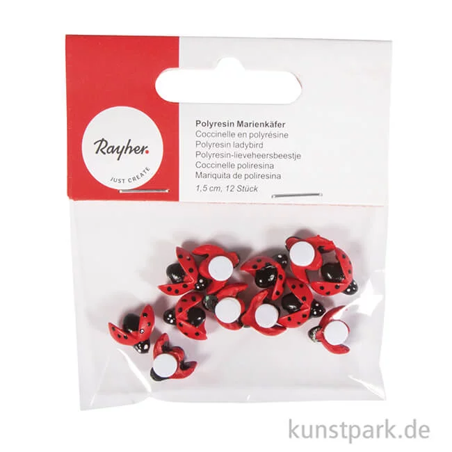 Artikelbild 2 des Artikels “Deko Marienkäfer, 1,5 cm, 12 Stück mit Klebepunkt “