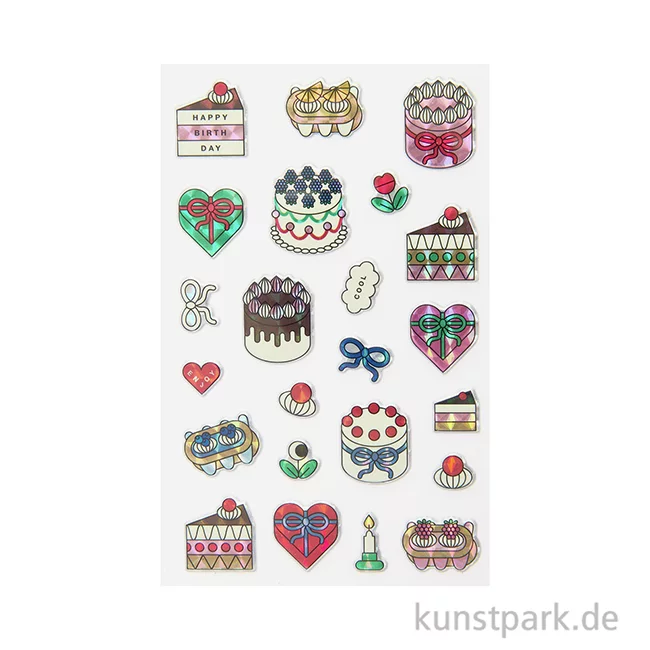 Artikelbild 2 des Artikels “Puffy Sticker - Eye Candy, Torten, Happy Birthday, 1 Bogen “
