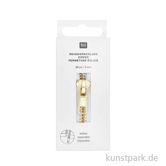 Artikelbild 2 des Artikels “Reißverschluss, Metall, Gold, Offwhite, 5 mm, 30 cm “
