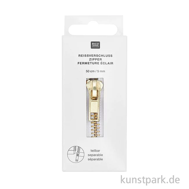 Artikelbild 2 des Artikels “Reißverschluss, Metall, Gold, Offwhite, 5 mm, 50 cm “