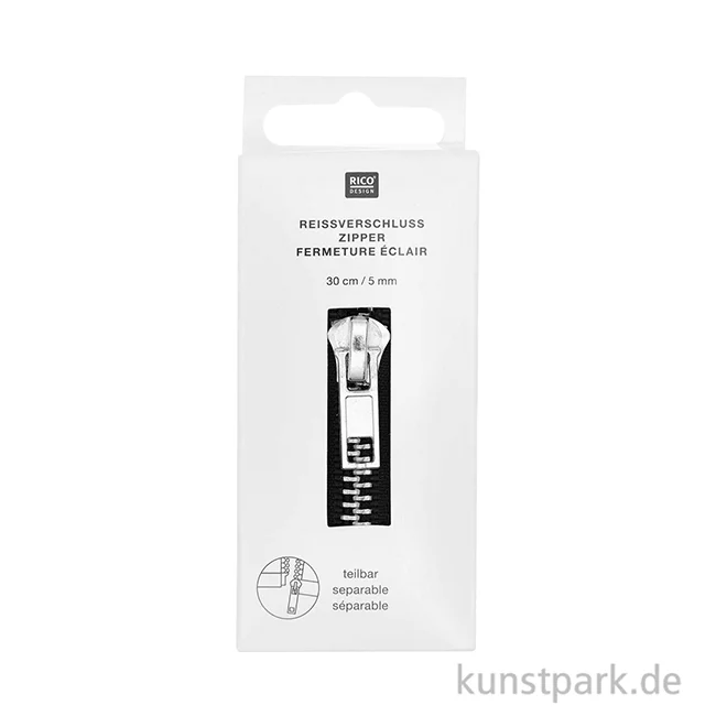 Artikelbild 2 des Artikels “Reißverschluss, Metall, Silber, Schwarz, 5 mm, 30 cm “