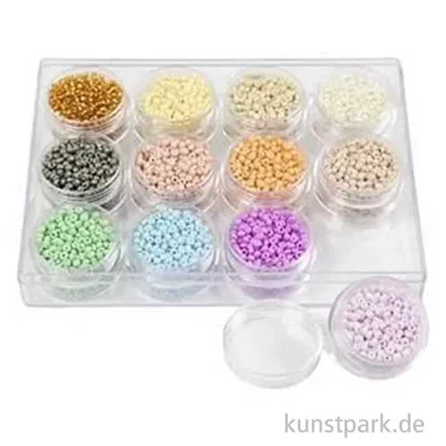 Artikelbild 2 des Artikels “Rocailles Perlen Set - Pastellfarben, 3 mm, 12 x 17g “