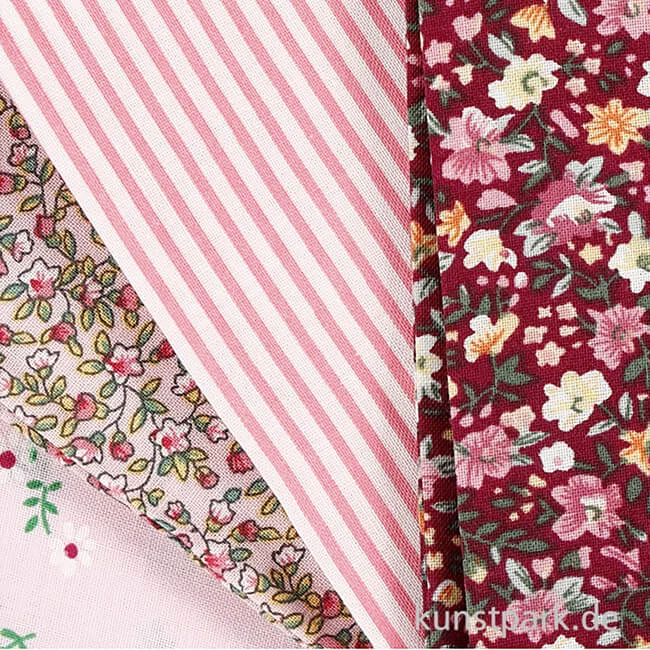 Artikelbild 2 des Artikels “Rosa Patchwork-Stoff im Set, Größe 45x55 cm, 4 Stück “