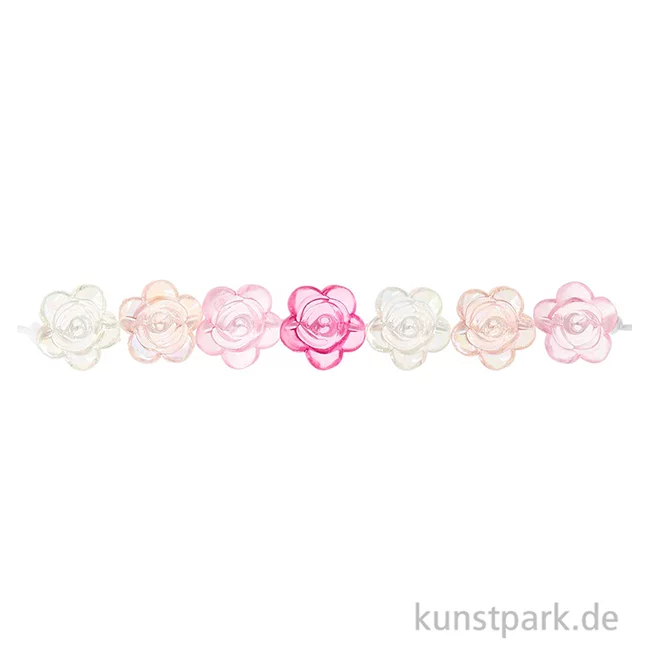 Artikelbild 2 des Artikels “Rosen Perlen, Irisierend Pink Transparent, 12 x 7 mm, 30 Stück “