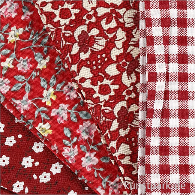Artikelbild 2 des Artikels “Roter Patchwork-Stoff im Set, Größe 45x55 cm, 4 Stück “