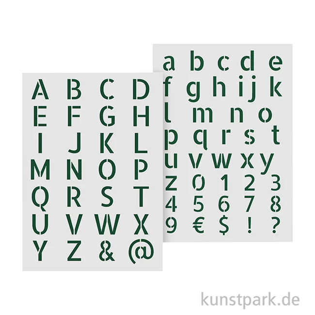 Artikelbild 2 des Artikels “Schablonen - Alphabet Set, Groß + Kleinbuchstaben, Modern, A4 “