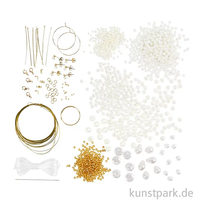 Artikelbild 2 des Artikels “Schmuck Bastelset mit viel Zubehör - Perlenschmuck, Perlmuttweiß “