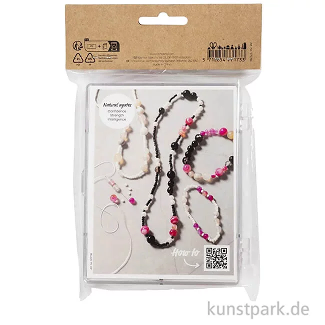 Artikelbild 2 des Artikels “Schmuckperlen Mix mit Zubehör, Achate, Beige, Schwarz, Pink, Weiß “