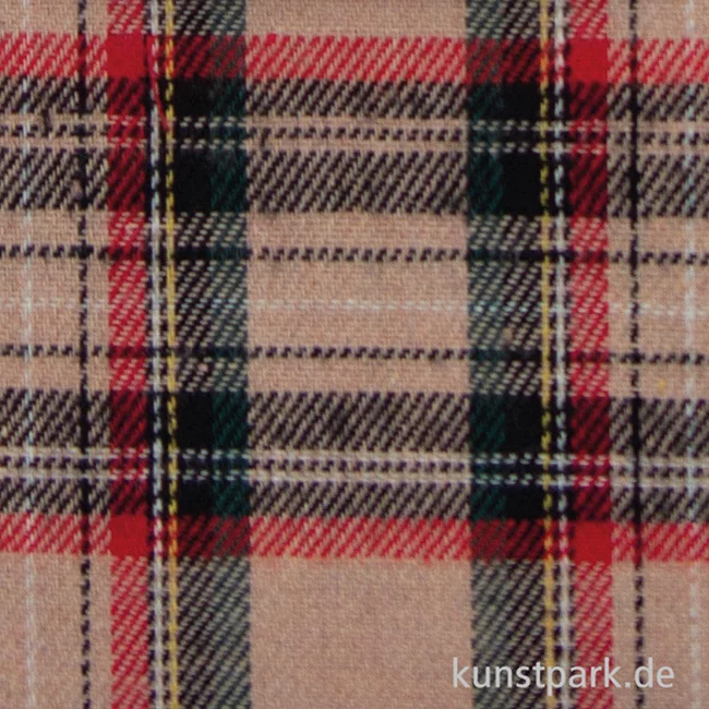 Artikelbild 2 des Artikels “Schottenkaro Tartan Stoff Zuschnitt - 50 x 68 cm Beige“