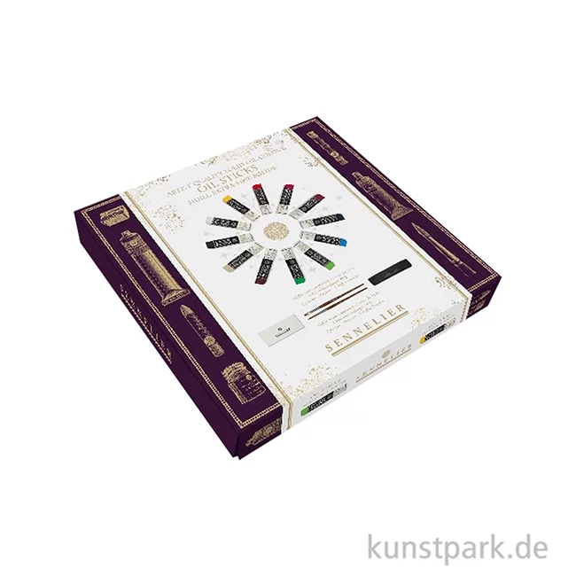 Artikelbild 2 des Artikels “Sennelier Geschenkbox mit 12 Mini Ölsticks, Papier + Pinseln “