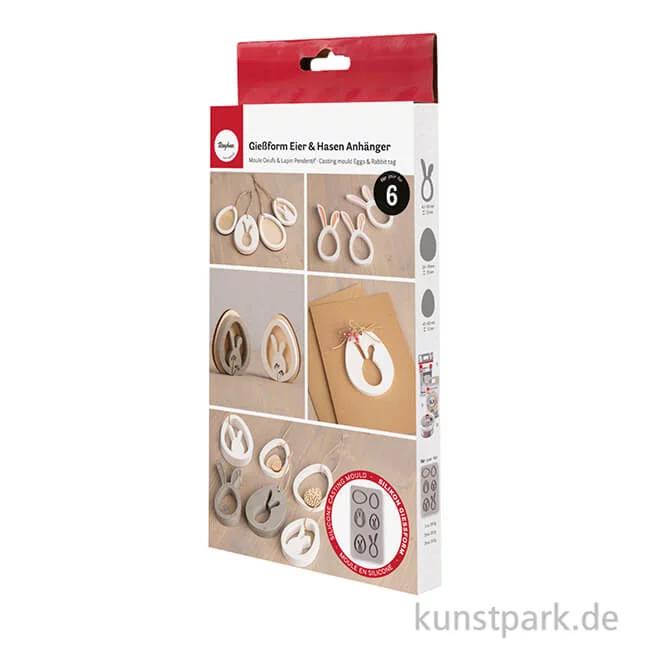 Artikelbild 2 des Artikels “Silikon Gießform - Eier + Hasen Anhänger, 14,5 x 26 x 1,5 cm “