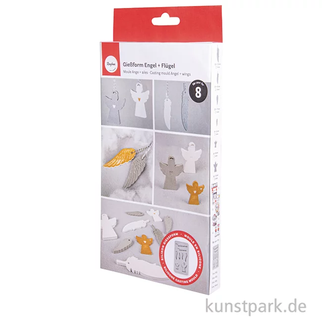 Artikelbild 2 des Artikels “Silikon Gießform Engel + Flügel, 8 Motive, 26 x 14,5 x 1 cm “