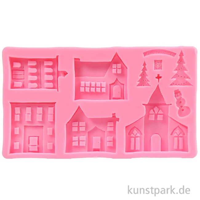 Artikelbild 2 des Artikels “Silikon-Gießform - Häuser, 20,5 x 11,7 x 1,5 cm “