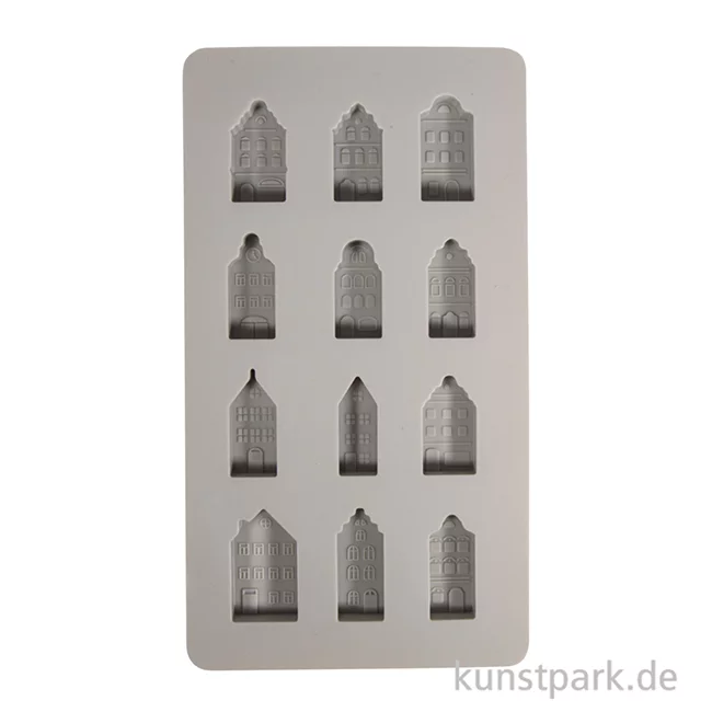 Artikelbild 2 des Artikels “Silikon Gießform - Mini Nordic Häuser, 12 Motive, 14,5 x 26 x 1,5 cm “