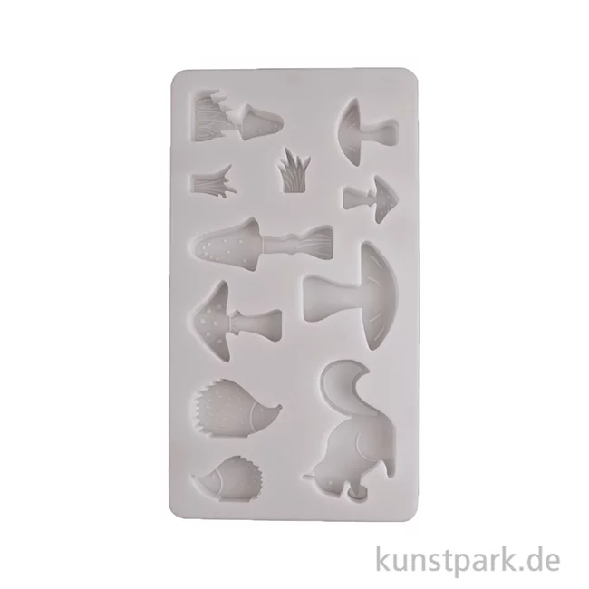 Artikelbild 2 des Artikels “Silikon Gießform - Pilze + Tiere, 11 Herbstmotive, 14,5 x 26 x 1,5 cm “