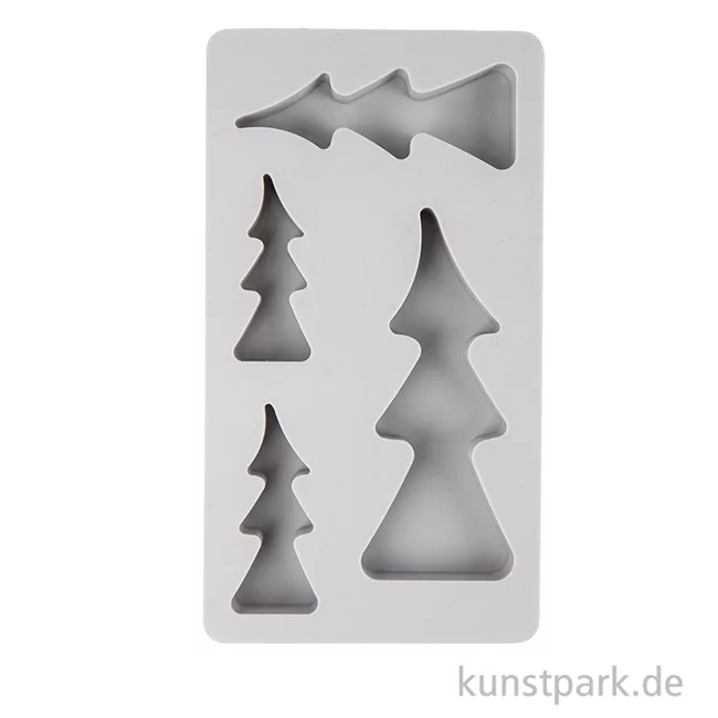 Artikelbild 2 des Artikels “Silikon Gießform - Tannenbäume, 4 Motive, 14,5 x 26 x 2 cm “