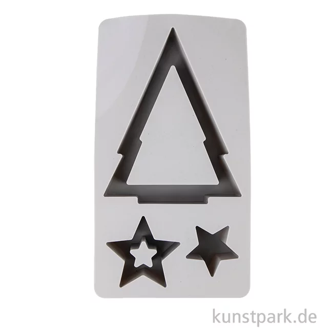 Artikelbild 2 des Artikels “Silikon Gießform - Teelichtbaum + Sterne, 3 Motive, 14,5 x 26 x 4 cm “