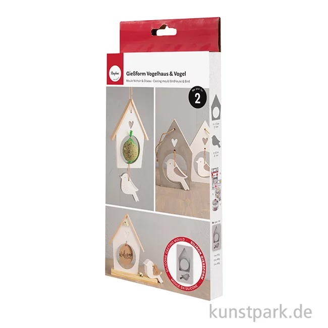 Artikelbild 2 des Artikels “Silikon Gießform - Vogelhaus + Vogel, 14,5 x 26 x 2 cm “