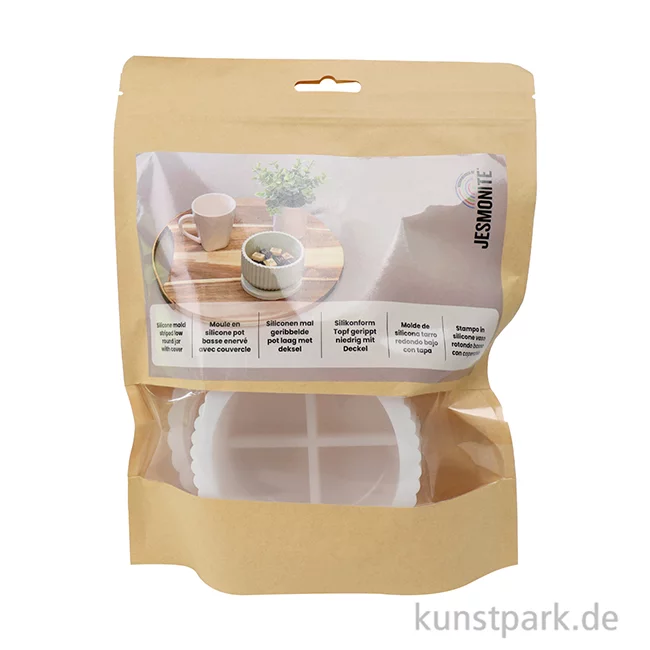 Artikelbild 2 des Artikels “Silikonform Dose mit Deckel, geriffelt, Durchmesser 10,8 cm, H 5,8 cm “