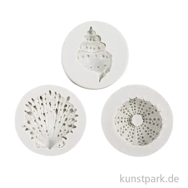 Artikelbild 2 des Artikels “Silikonformen, Seeigel, Muscheln, Höhe 1,5-2 cm, ⌀ 3,5-6 cm, 3 Stück “