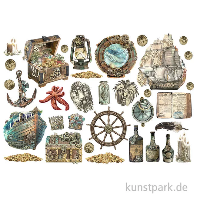 Artikelbild 2 des Artikels “Stamperia Ephemera Aufkleber - Songs of the Sea Sea Sailing Ship “