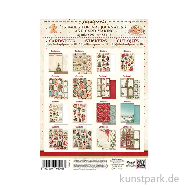Artikelbild 2 des Artikels “Stamperia Junk Journal Set, 16 Blatt, A4 - Classic Christmas “