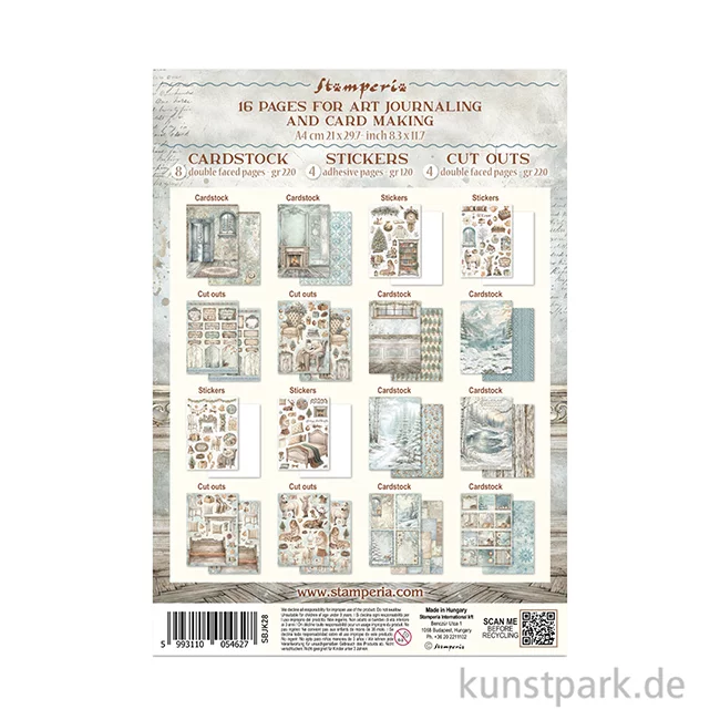 Artikelbild 2 des Artikels “Stamperia Junk Journal Set, 16 Blatt, A4 - White Christmas “