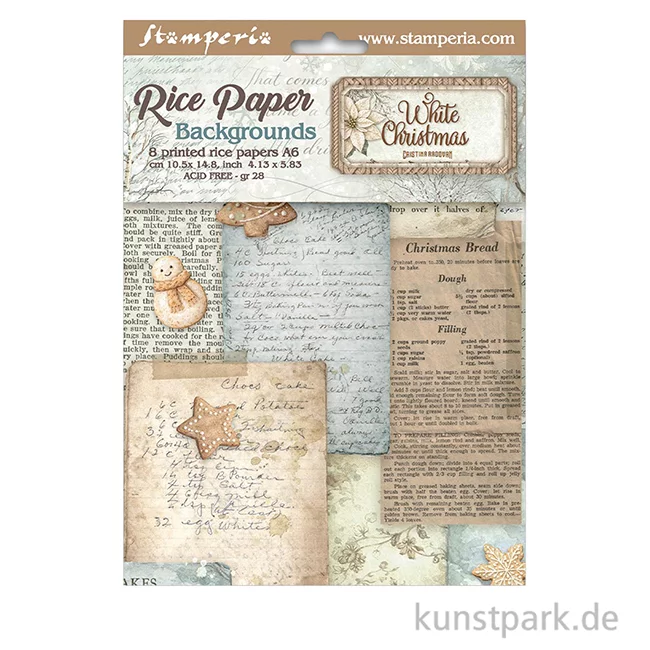 Artikelbild 2 des Artikels “Stamperia Reispapier Selection - White Christmas Backgrounds, A6 “