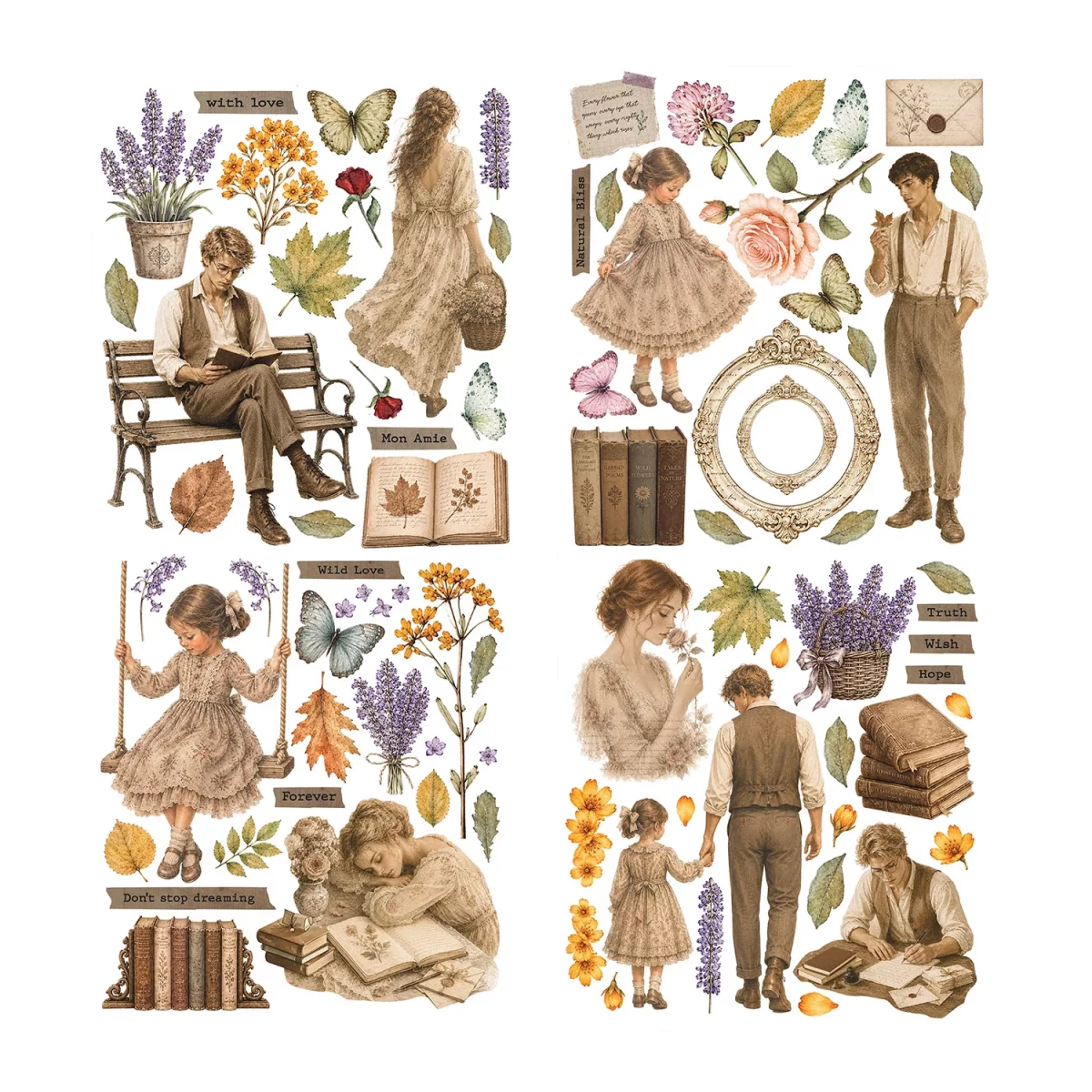 Artikelbild 2 des Artikels “Stamperia Rub On Transferfolien - Flowers and Poems, 6 Blatt XL “