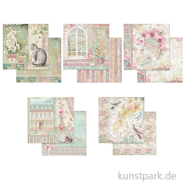 Artikelbild 2 des Artikels “Stamperia Scrapbooking Pad - Orchids and Cats, 30,5 x 30,5 cm, 10 Blatt “