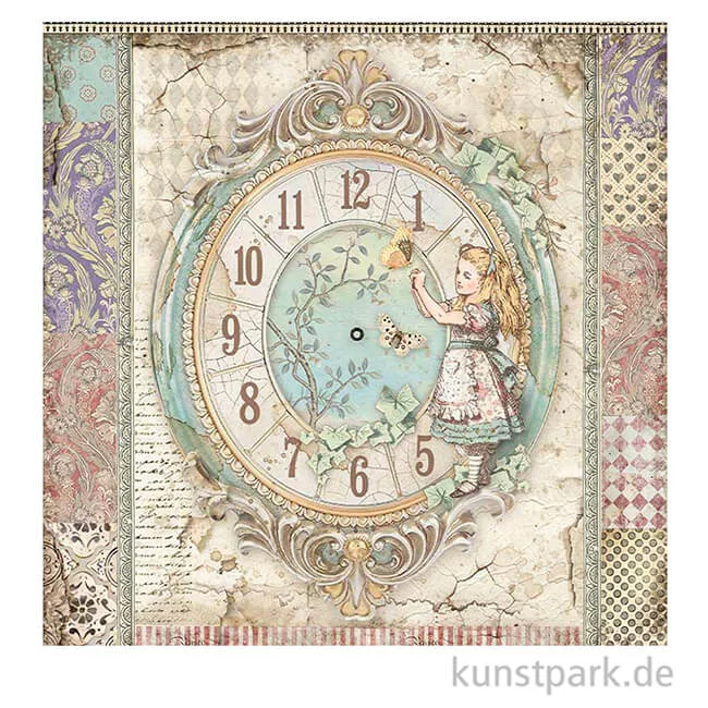 Artikelbild 2 des Artikels “Stamperia Scrappapier - Alice Clock, 30,5x30,5 cm “