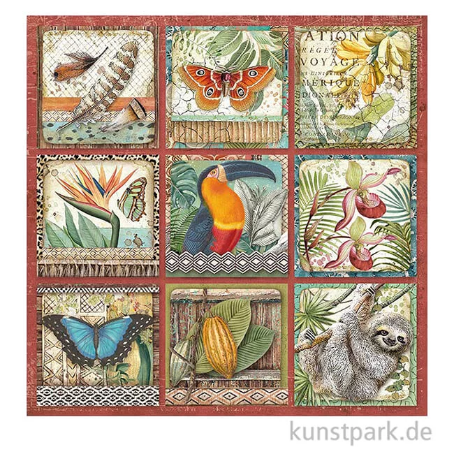 Artikelbild 2 des Artikels “Stamperia Scrappapier - Amazonia Square Tags, 30,5x30,5 cm “