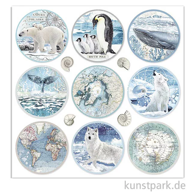 Artikelbild 2 des Artikels “Stamperia Scrappapier - Arctic Antarctic Paper Rounds, 30,5 x 30,5 cm “