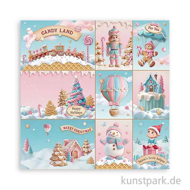 Artikelbild 2 des Artikels “Stamperia Scrappapier - Candy Christmas Cards, 30,5 x 30,5 cm “