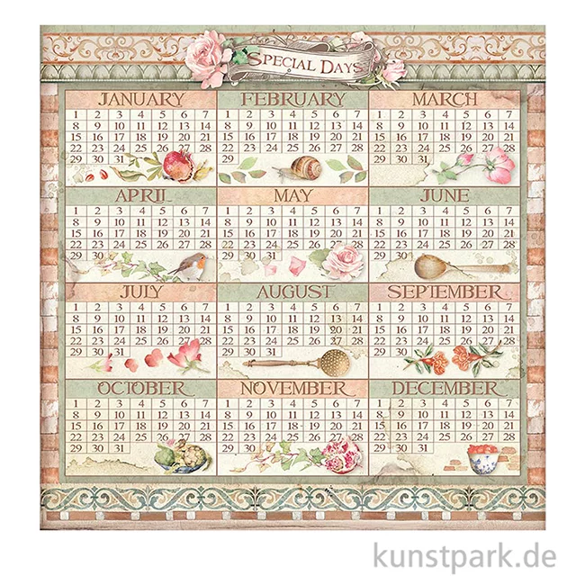 Artikelbild 2 des Artikels “Stamperia Scrappapier - Casa Granada Calendar 30,5 x 30,5 cm “