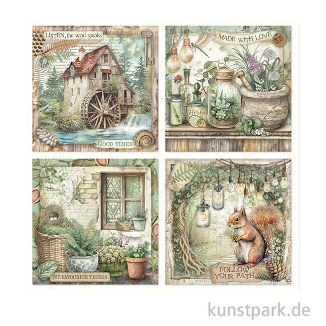 Artikelbild 2 des Artikels “Stamperia Scrappapier - Herbarium Silvae 4 Cards, 30,5 x 30,5 cm “