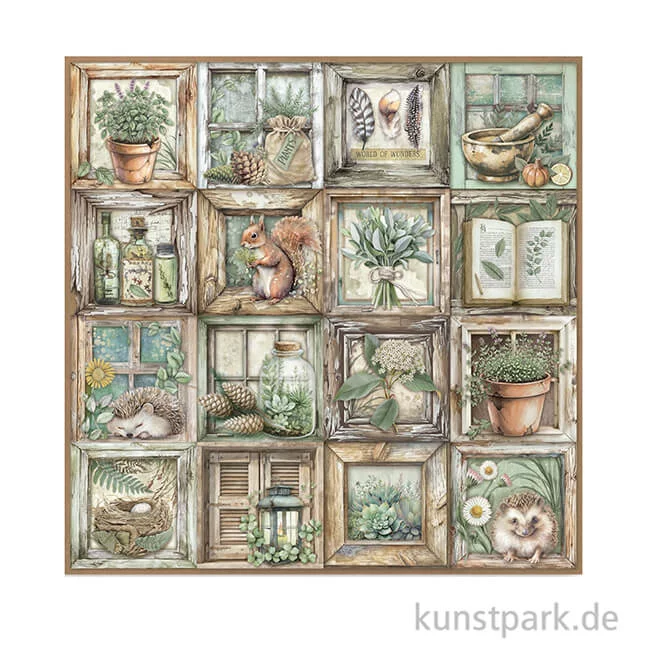 Artikelbild 2 des Artikels “Stamperia Scrappapier - Herbarium Silvae Frames, 30,5 x 30,5 cm “