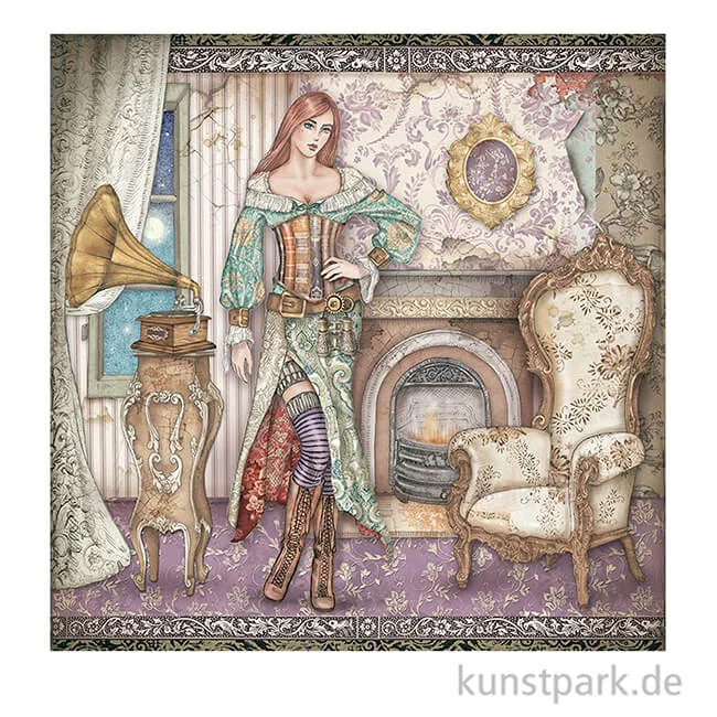 Artikelbild 2 des Artikels “Stamperia Scrappapier - Lady Vagabond Lifestyle Gramophone 30,5x30,5cm “