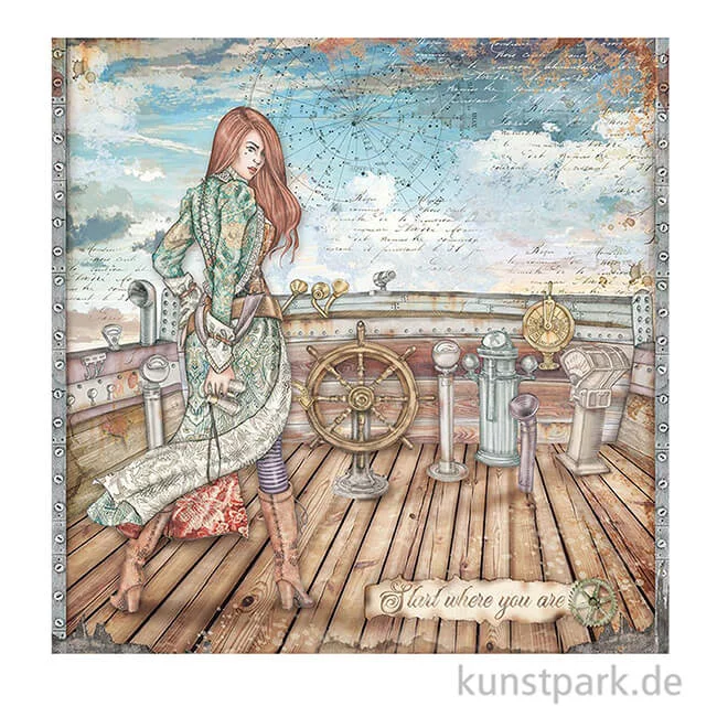 Artikelbild 2 des Artikels “Stamperia Scrappapier - Lady Vagabond Lifestyle Rudder, 30,5 x 30,5 cm “