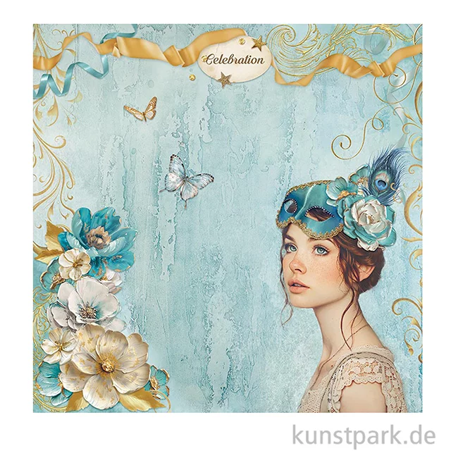 Artikelbild 2 des Artikels “Stamperia Scrappapier - Masquerade Celebration Lady, 30,5 x 30,5 cm “