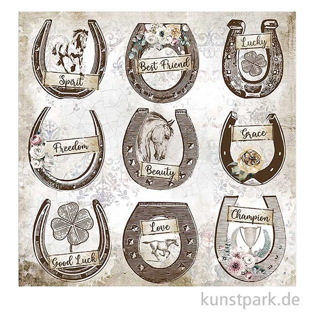 Artikelbild 2 des Artikels “Stamperia Scrappapier - Romantic Horses Horseshoe, 30,5 x 30,5 cm “