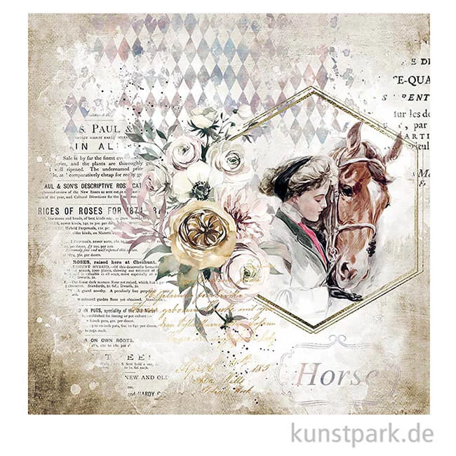 Artikelbild 2 des Artikels “Stamperia Scrappapier - Romantic Horses Lady with Horse, 30,5x30,5 cm “