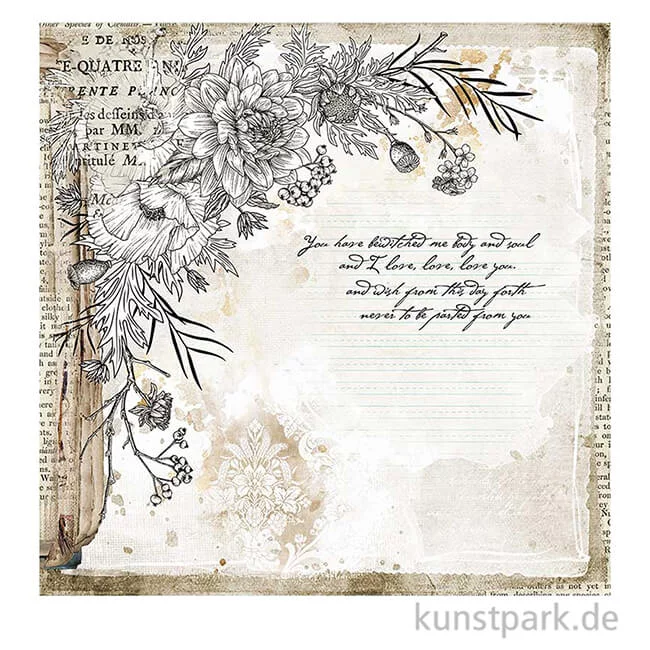 Artikelbild 2 des Artikels “Stamperia Scrappapier - Romantic Journal Corner with Flower, 30,5x30,5 cm “
