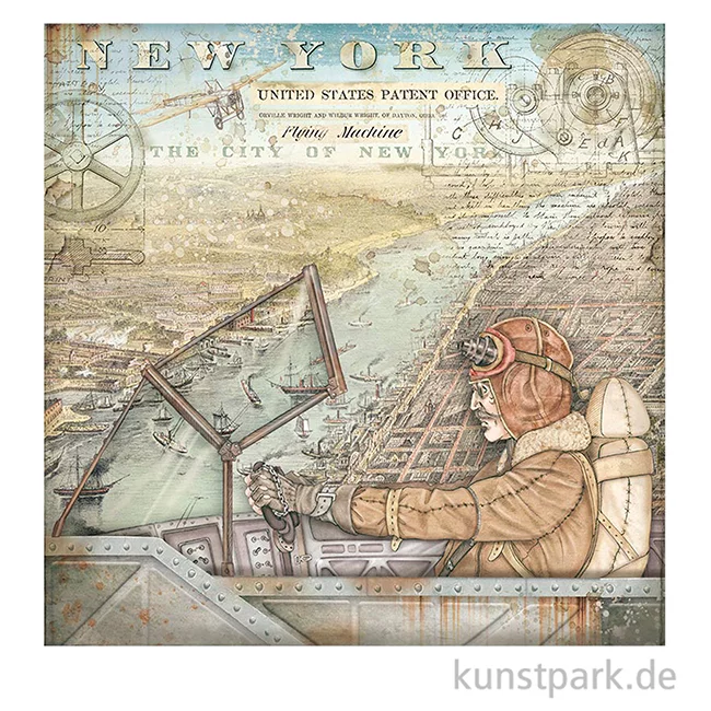 Artikelbild 2 des Artikels “Stamperia Scrappapier - Sir Vagabond Aviator New York 30,5 x 30,5 cm “